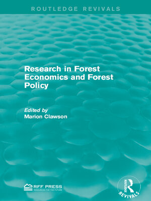 cover image of Research in Forest Economics and Forest Policy